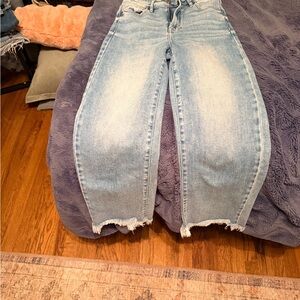 Casual Light Blue Cropped Jeans